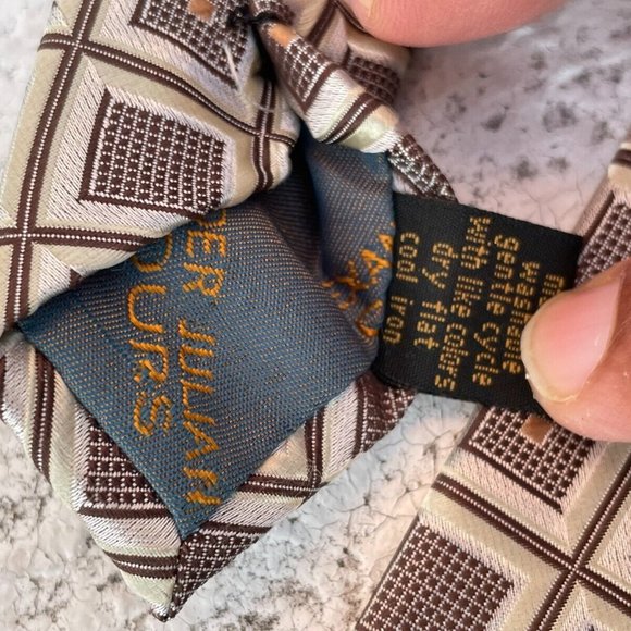 Alexander Julian Colours Men Tie Brown/Beige Tone Necktie Classic Tie - Picture 9 of 10